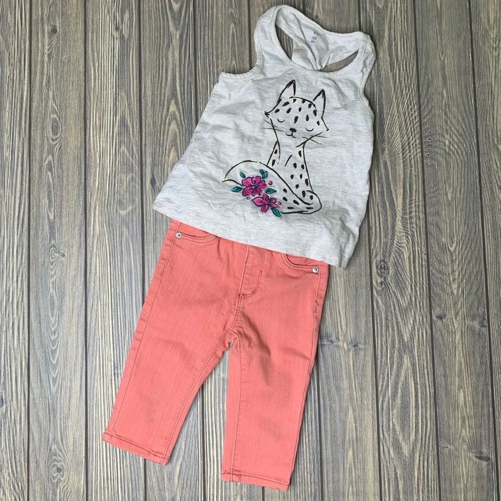 GAP Shorts Girls 2T Brown Bundle Tank Leggings DKNY Jeans Summer Outfit